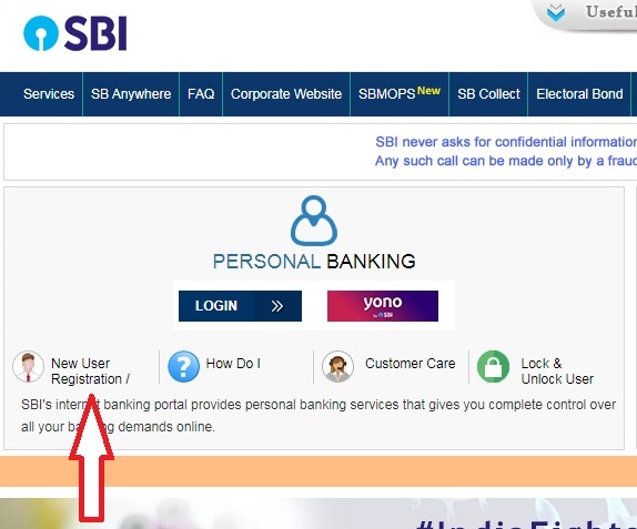 OnlineSBI net banking registration