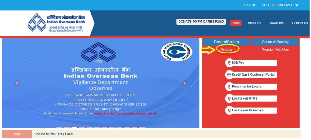 Indian overseas bank net banking register